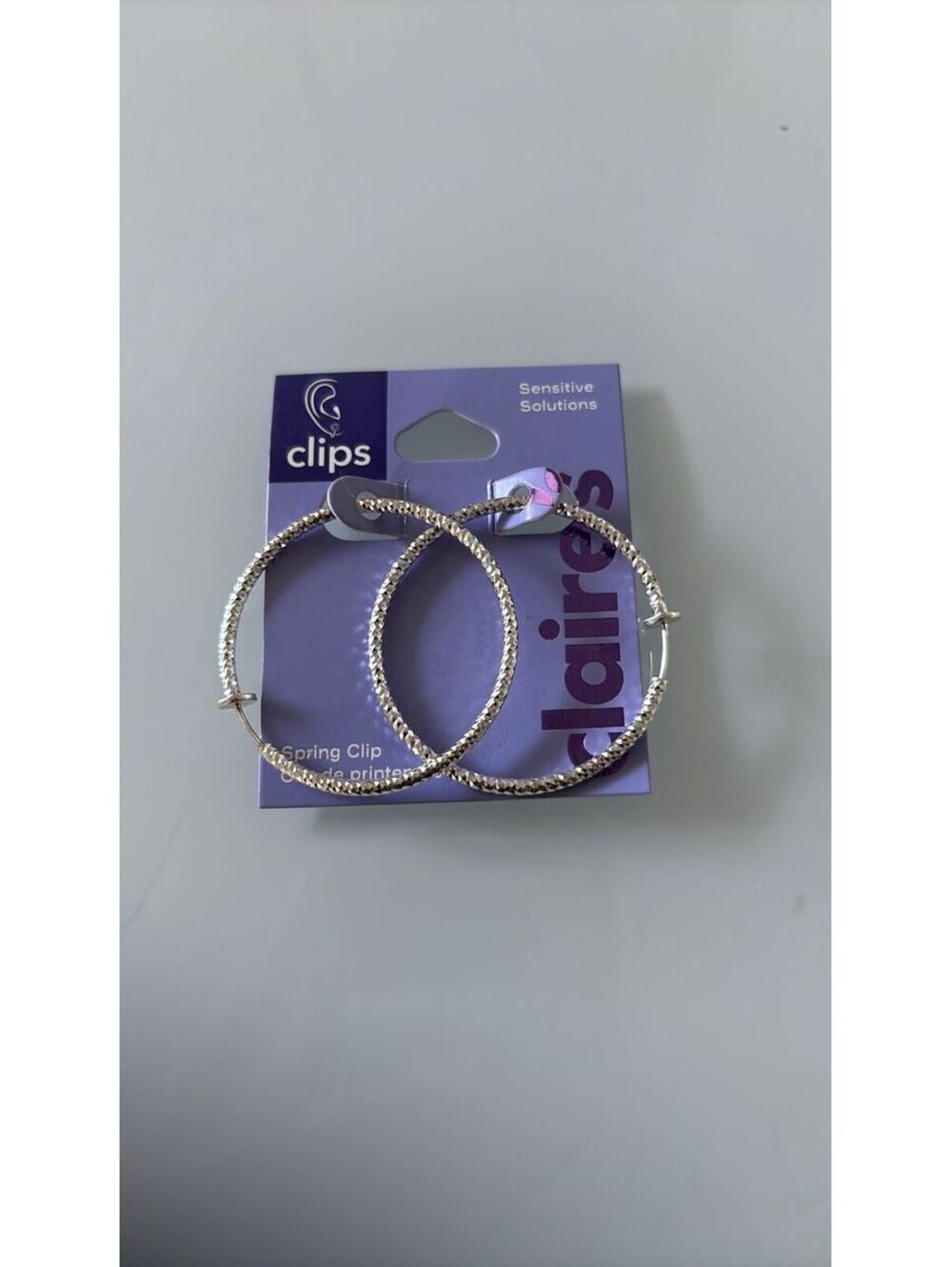 silver-tone spring clip hoop earrings